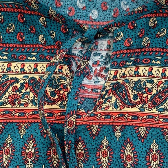 Lascana for Venus Boho Paisley Tunic Top with Fringe Tie Women Medium - Picture 2 of 11